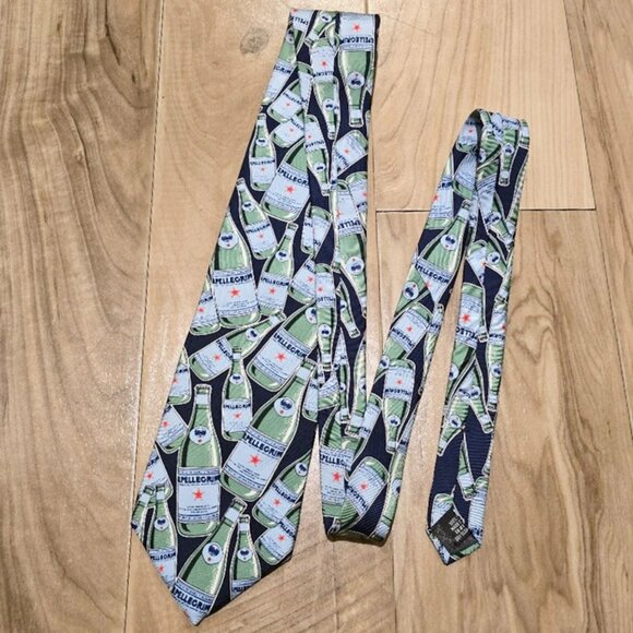 Nos Vintage Pellegrino Sparkling Water Mineral Fizzy Neck Ties Mens Silk Necktie - Picture 4 of 8